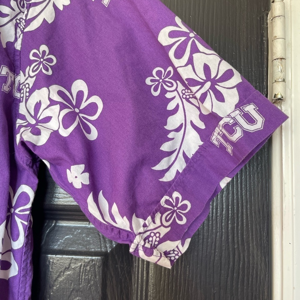 Hawaiiabera TCU Texas Christian University Purple Hawaiian Shirt Men’s Sz S - Picture 7 of 9